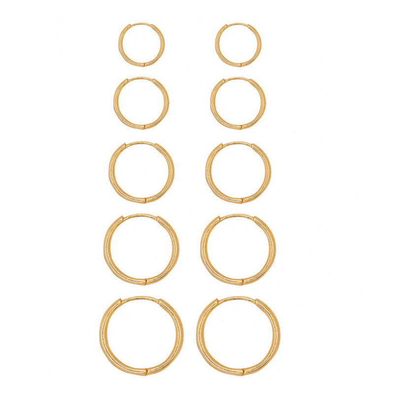 Hinged Solid Hoop Earrings, .65 Inch, 14 Yellow Gold
