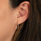 Hinged Solid Oval Hoop Earrings, .90  Inch, 14 Yellow Gold