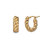 Scalloped Design Hoop Earrings, 18K Yellow Gold