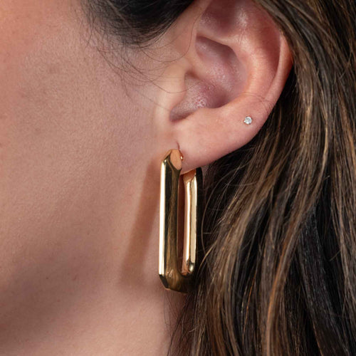 Bold Squared Hoop Earrings, 18K Yellow Gold