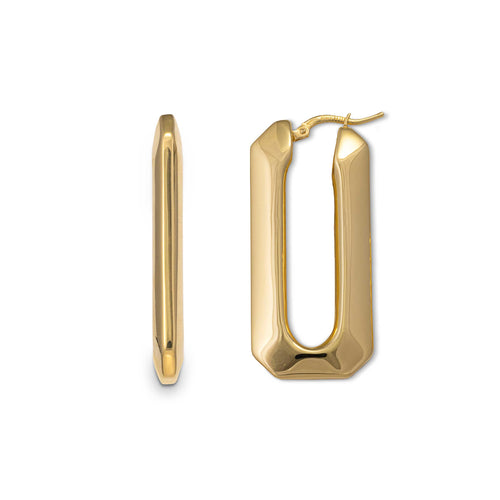 Bold Squared Hoop Earrings, 18K Yellow Gold