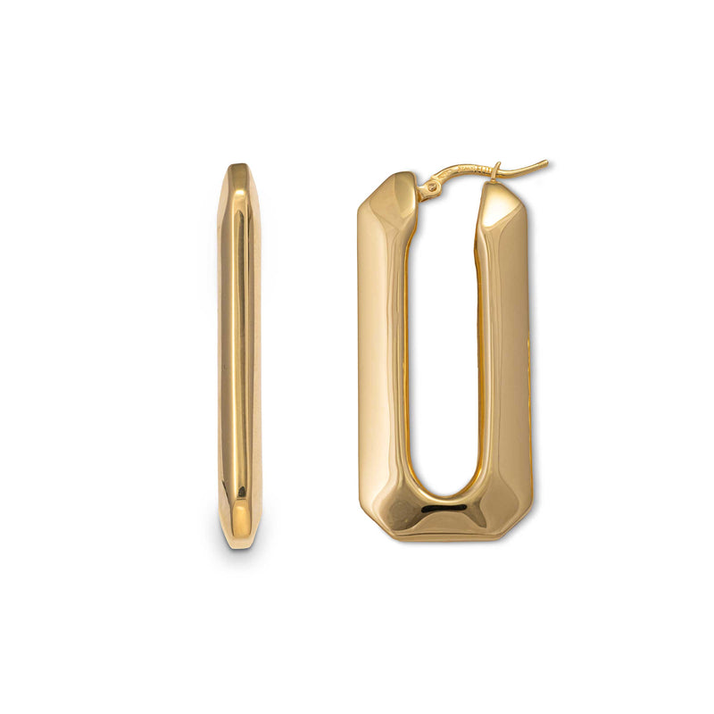 Bold Squared Hoop Earrings, 18K Yellow Gold