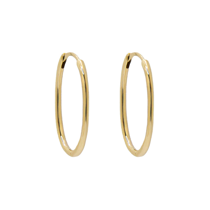 Hinged Solid Oval Hoop Earrings, .60  Inch, 14 Yellow Gold