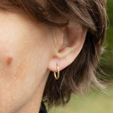 Hinged Solid Oval Hoop Earrings, .50  Inch, 14 Yellow Gold