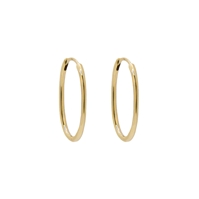 Hinged Solid Oval Hoop Earrings, .50  Inch, 14 Yellow Gold