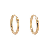 Hinged Solid Hoop Earrings, .50 Inch, 14 Yellow Gold