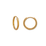 Hinged Solid Hoop Earrings, .50 Inch, 14 Yellow Gold