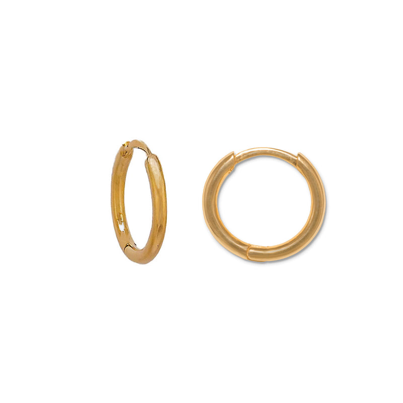 Hinged Solid Hoop Earrings, .50 Inch, 14 Yellow Gold