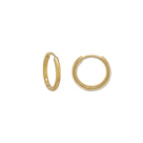 Hinged Solid Hoop Earrings, .50 Inch, 14 Yellow Gold