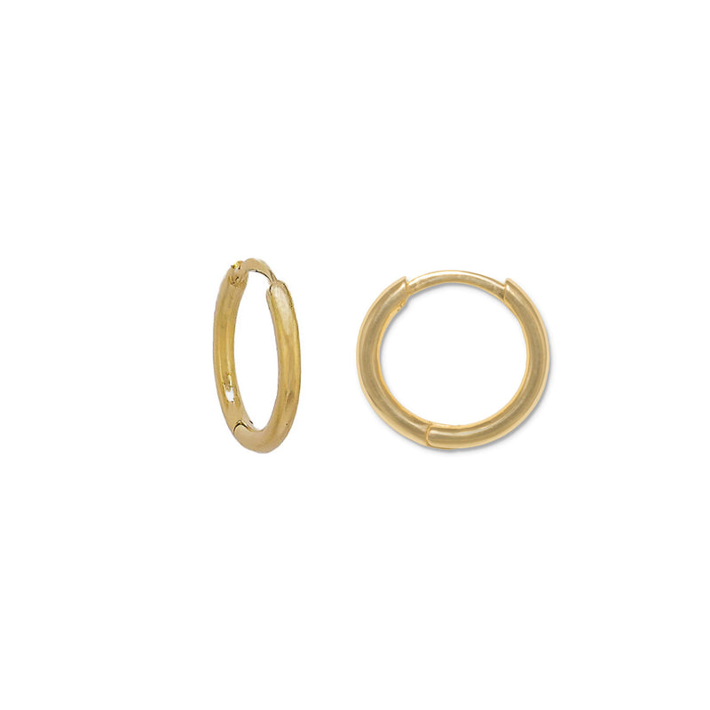 Hinged Solid Hoop Earrings, .50 Inch, 14 Yellow Gold