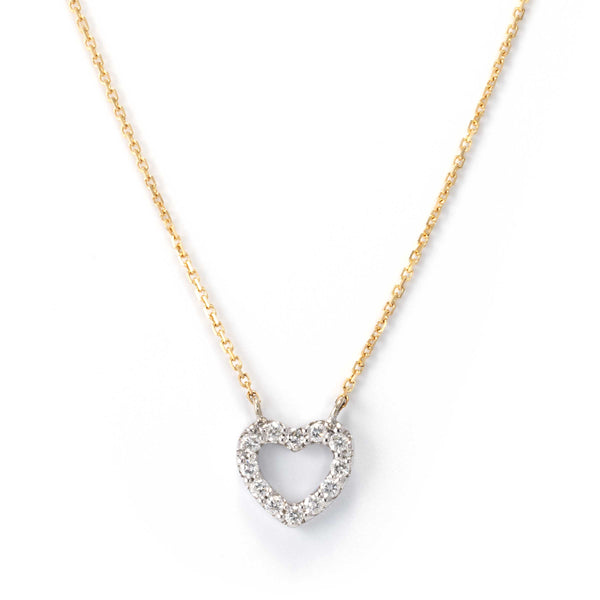 Kid's Small Diamond Heart Necklace, 14K White Gold