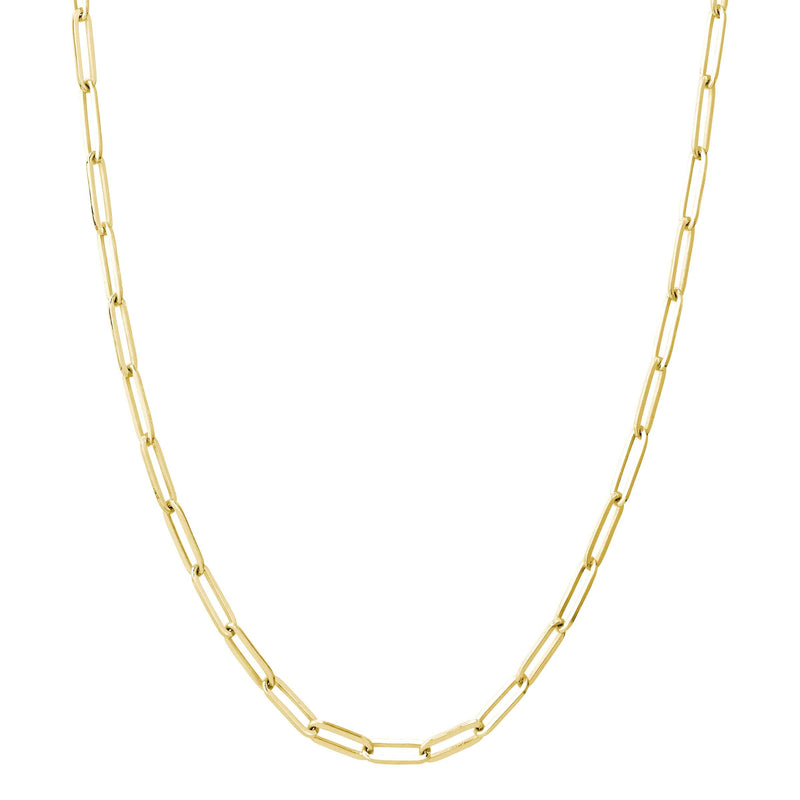 Paperclip Chain, Solid, 20 Inches, 14K Yellow Gold