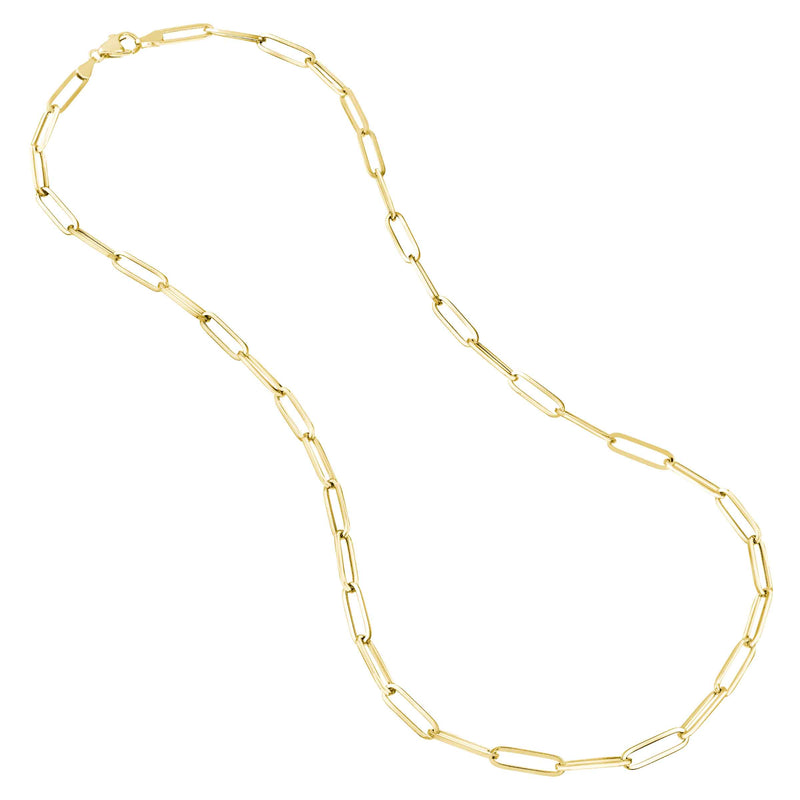 Paperclip Chain, Hollow, 20 Inches, 14K Yellow Gold
