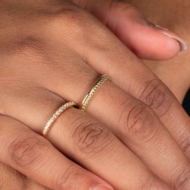 Stackable Bead Design Ring, 14K Yellow Gold