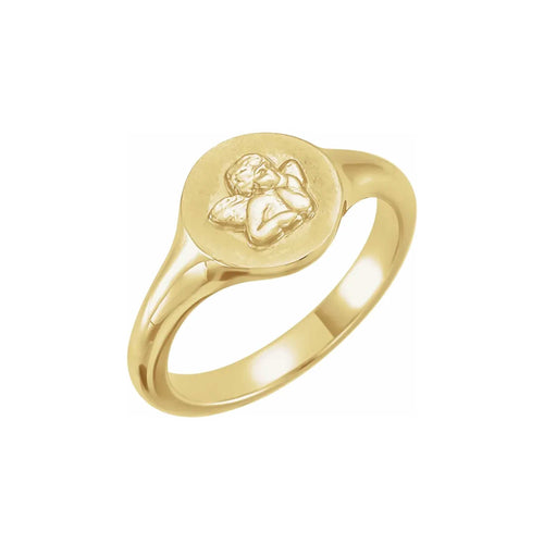 Cherub Child's Ring, Size 4, 14K Yellow Gold