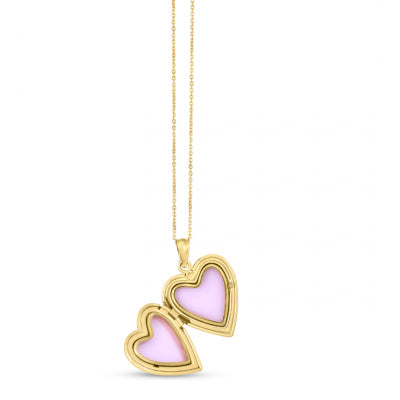 Heart Shape Locket with Diamond Accent, 14K Yellow Gold