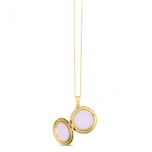 Round Locket with Diamond Accent, 14K Yellow Gold