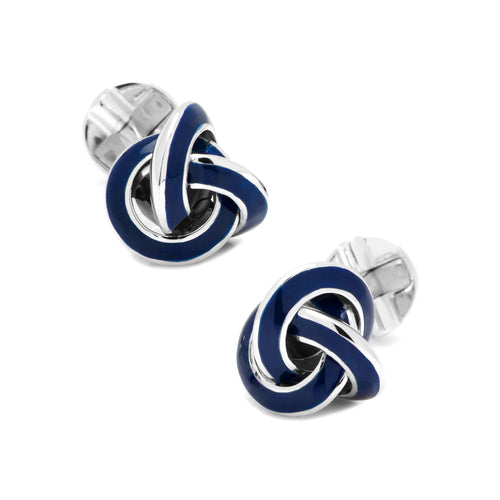 Blue Enamel Knot Cufflinks, Sterling Silver