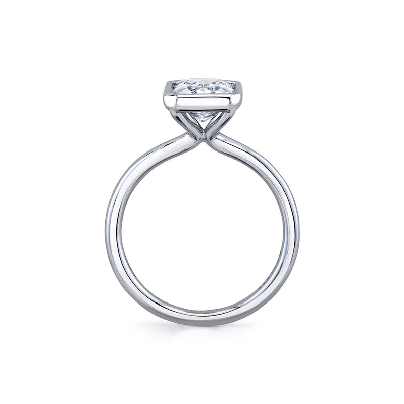 Mounting for Radiant Cut Diamond Engagement Ring, 14K White Gold