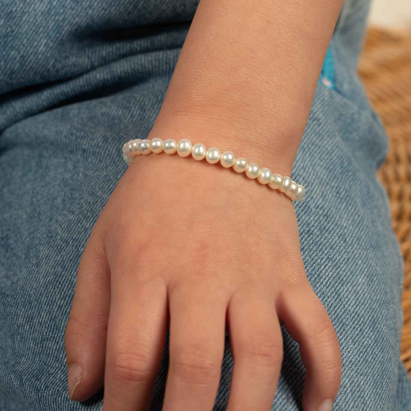 Child's Freshwater Pearls, 5.50 Inches, 4.5MM Bracelet, Sterling Silver