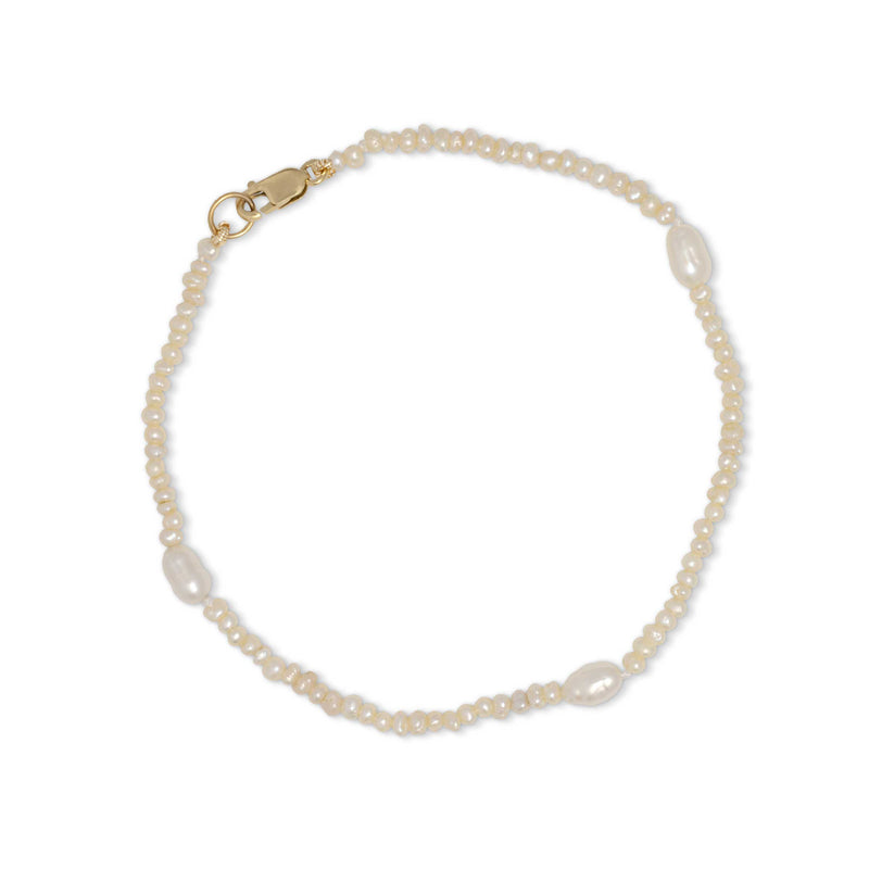 Freshwater Cultured Seed Pearl Bracelet,  14K Yellow Gold Clasp