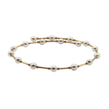 Flexible Pearl Station Bracelet, Adjustable, 18K Yellow Gold