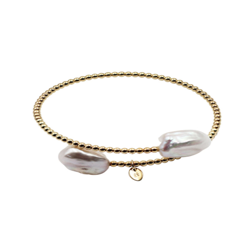 Expandable Keshi Pearl Bracelet, 18K Yellow Gold