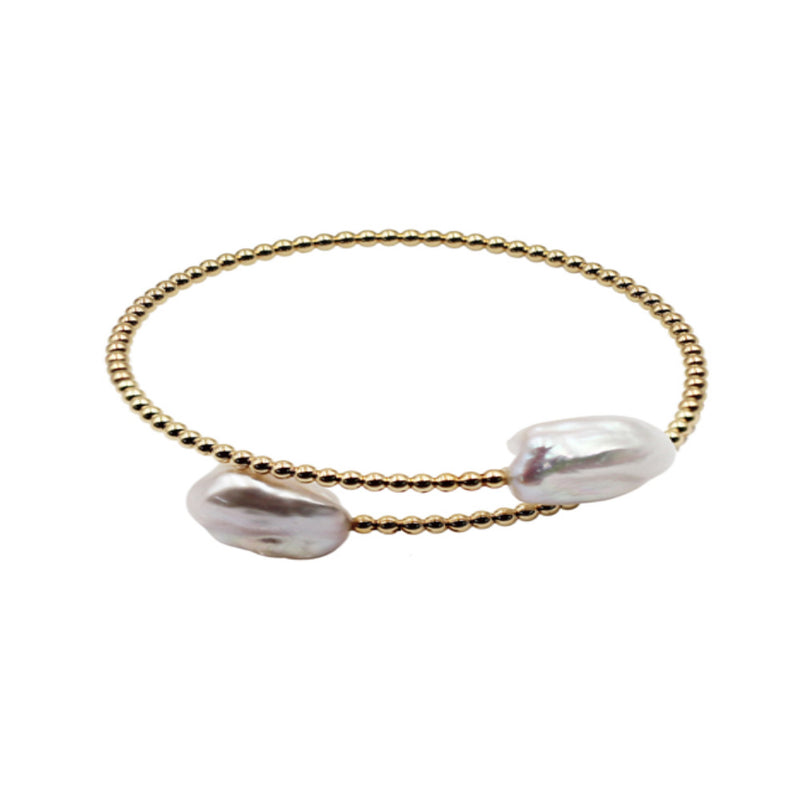 Expandable Keshi Pearl Bracelet, 18K Yellow Gold