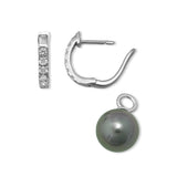 Diamond Half Hoop with Detachable Tahitian Pearl, 18K White Gold