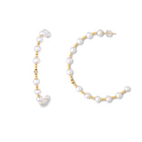 Half Hoop Freshwater Pearl Earrings, 18K Yellow Gold
