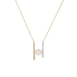 Freshwater Pearl and Diamond Modern Necklace, 14K Yellow Gold