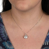 Coin Pearl with Diamond Heart Pendant, Sterling Silver