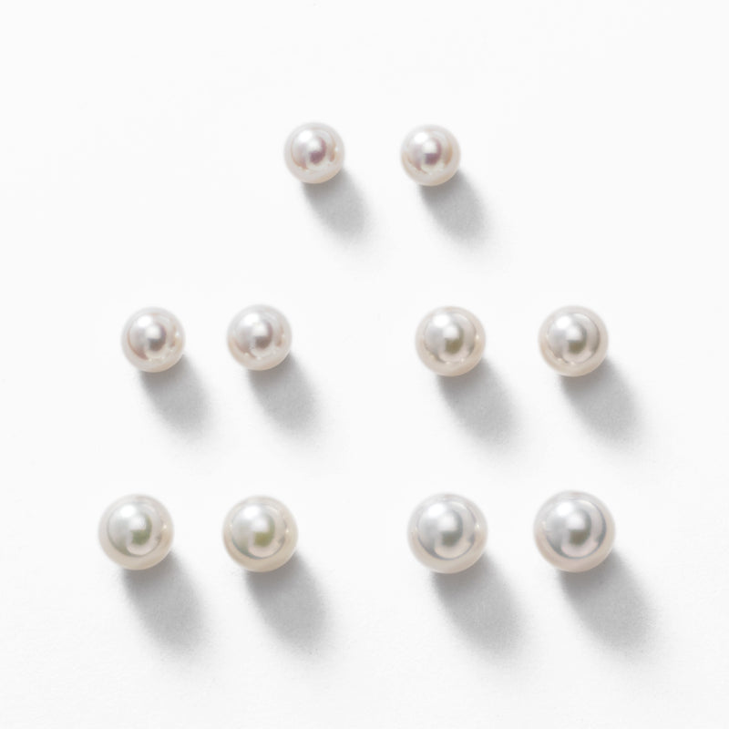 Cultured Akoya Pearl Stud Earrings, 5 MM, 14K White Gold