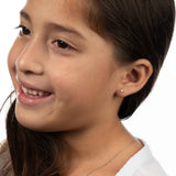Petite Mother Of Pearl Stud Earrings, 14K Yellow Gold