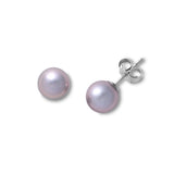 Blue Grey Freshwater Cultured Pearl Earrings, 7MM, 14K White Gold
