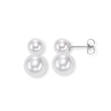 Double Freshwater Pearl Drop Earrings, 14K White Gold