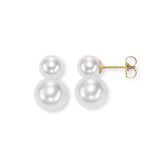 Double Freshwater Pearl Drop Earrings, 14K Yellow Gold