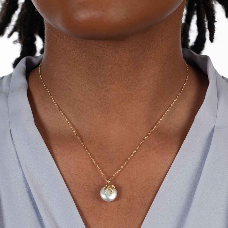 Freshwater Cultured Coin Pearl Pendant, 14K Yellow Gold