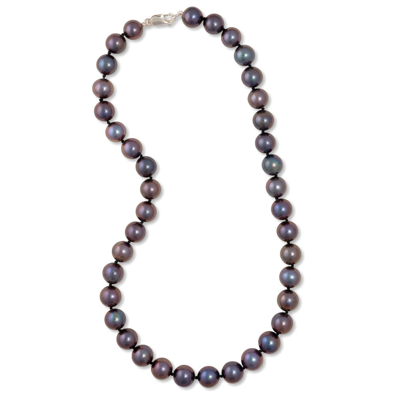 Peacock Color Cultured Pearls, 10.5 MM, Sterling Clasp