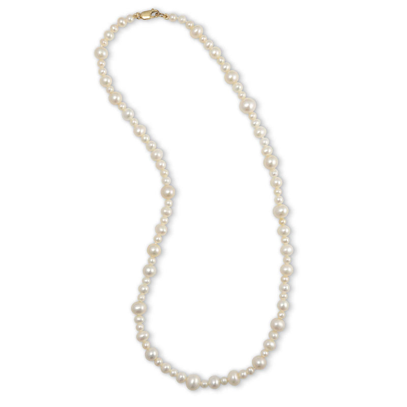 Mixed Size Freshwater Cultured Pearls Choker, 14K Yellow Gold