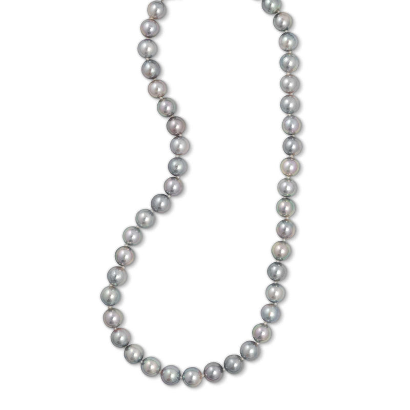 Japanese Blue Grey Cultured Pearl Necklace, 18 Inches