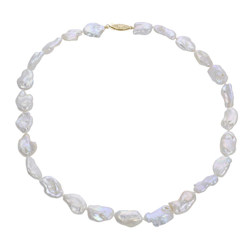 Keshi Cultured Pearl Necklace, 17 Inches, 14K Yellow Gold