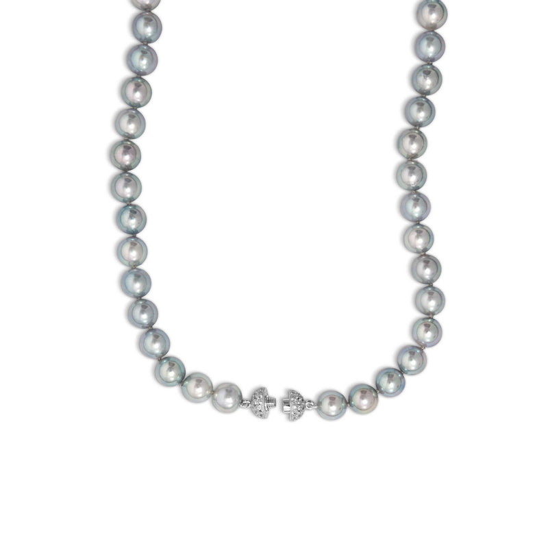 Japanese Blue Grey Cultured Pearl Necklace, 16 Inches