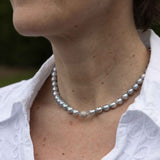 Japanese Blue Grey Cultured Pearl Necklace, 16 Inches
