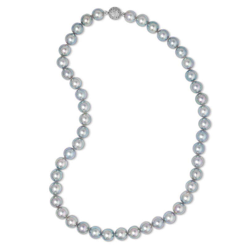 Japanese Blue Grey Cultured Pearl Necklace, 16 Inches