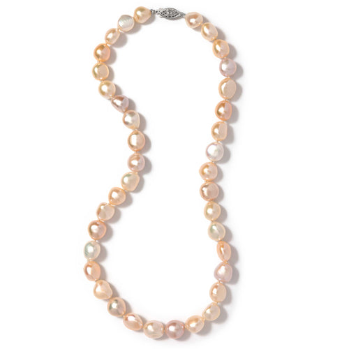 Multi Color Keshi Cultured Pearl Necklace, 18 Inches, Sterling Silver