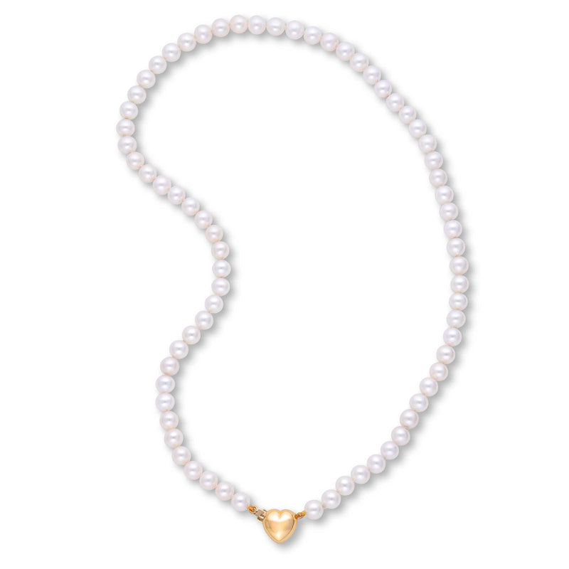Freshwater Cultured Pearls, 4-4.5 mm, With Gold Heart Clasp, 14K Yellow Gold