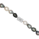 Large Tahitian Pearls with Deco Style Diamond Clasp, 14K White Gold