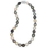 Large Tahitian Pearls with Deco Style Diamond Clasp, 14K White Gold