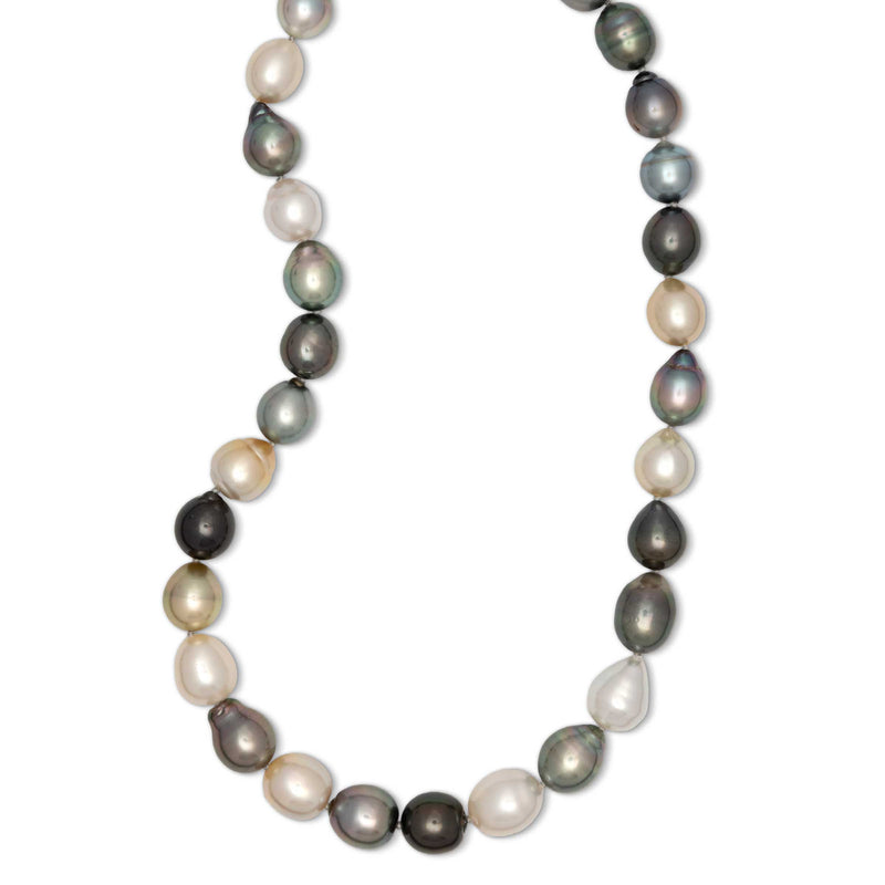 Tahitian and White South Sea Cultured Pearl Necklace, 18 Inches